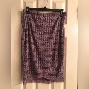 New Charlotte Russe lace style purple skirt large knee length 28” waist